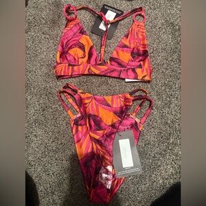 PrettyLittleThing Pink and Orange Bikini Set